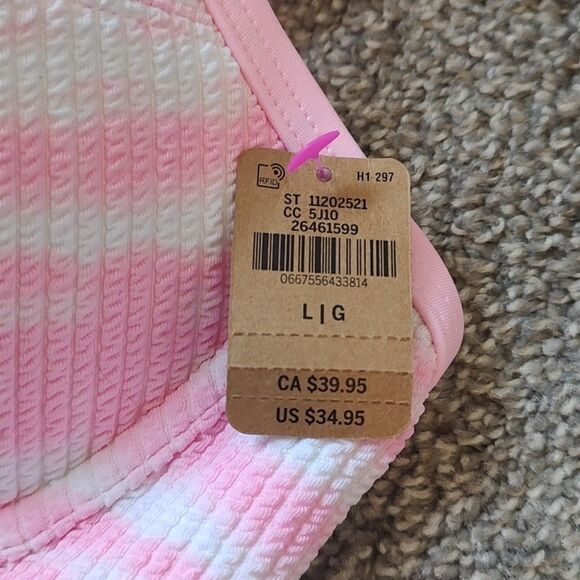 New With Tags Pink Victoria's Secret Size Large Crinkle Push-Up Bikini Top - Picture 8 of 12